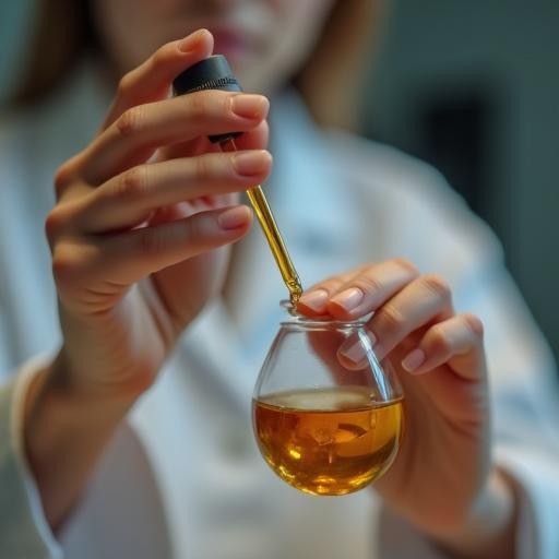 Técnico midiendo aceites esenciales